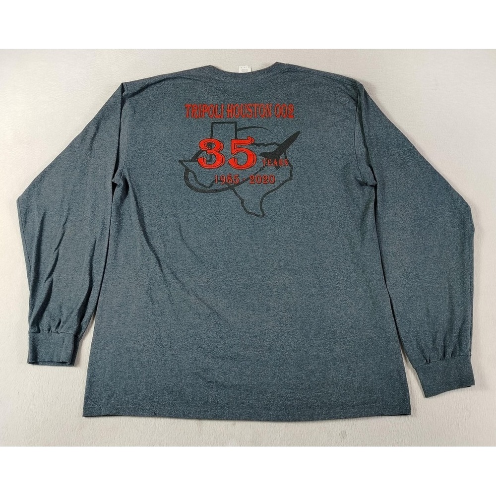 Gildan Shirt Mens Large Gray Tripoli Houston 002 35th Anniversary Long Sleeve